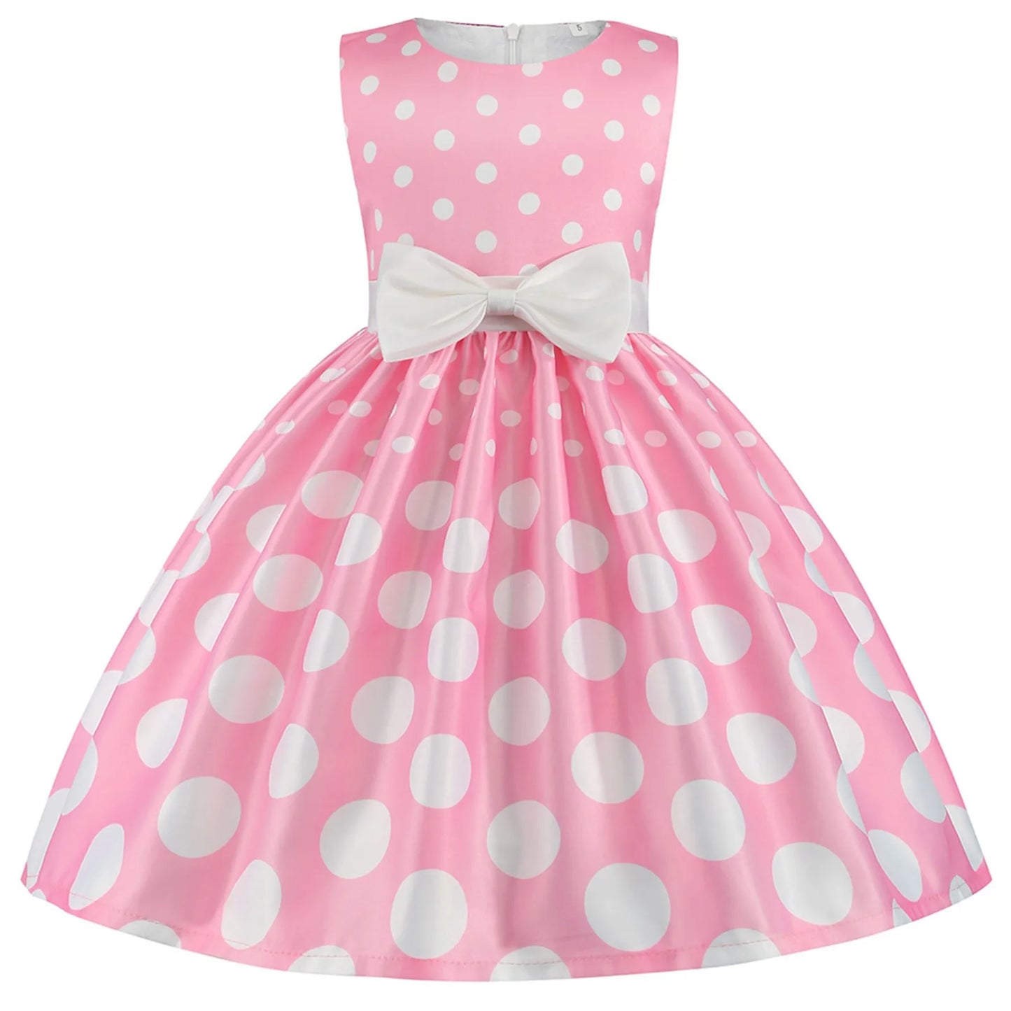 Kids Girls Vintage Dress Easter Polka Dots Print Dress Daily Birthday Dress Short Sleeve 1950s Princess Dress