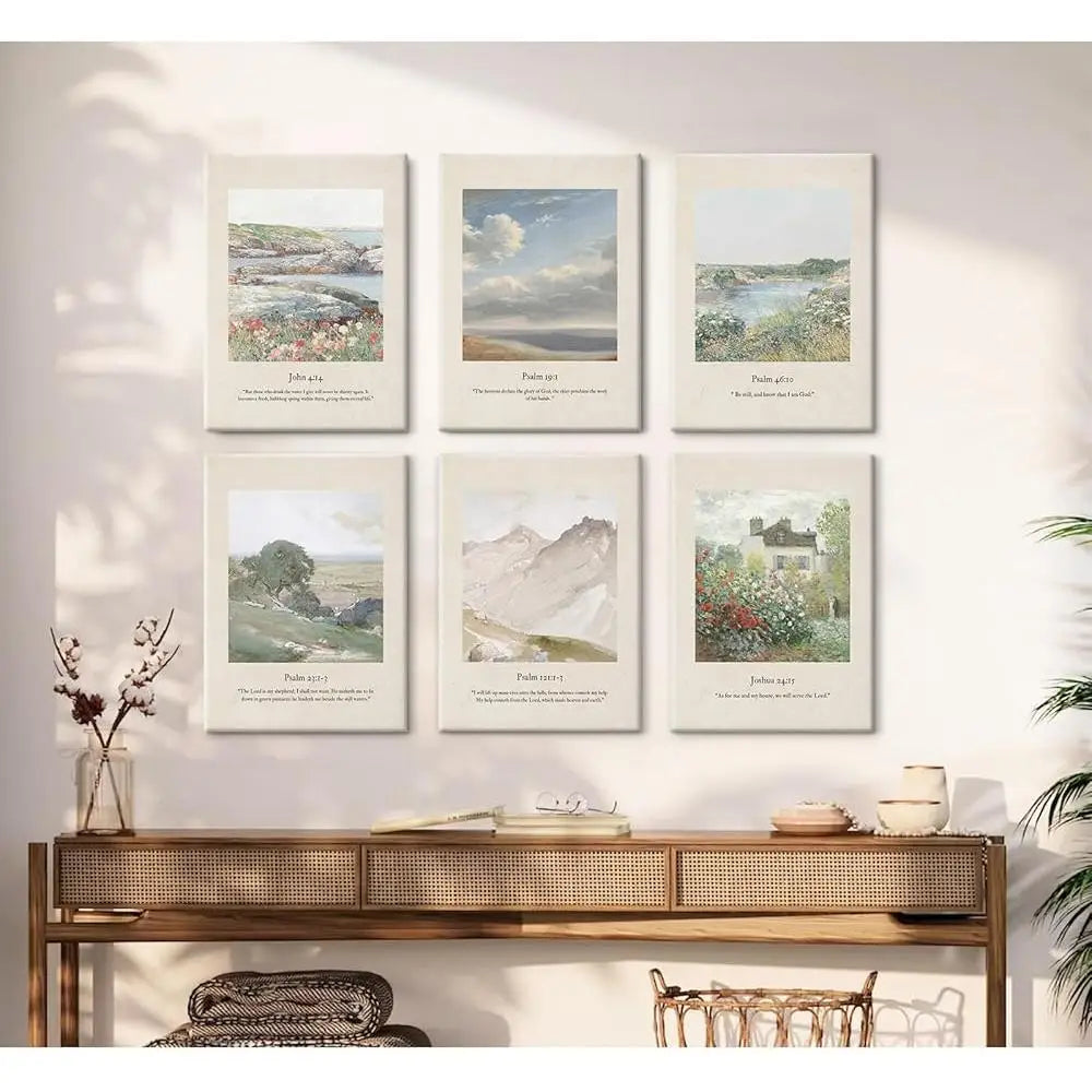 Christian Scripture Wall Art Bible Verse Canvas Set Religious Decor Inspirational Quotes Home Decoration Gift Idea 6 Pieces