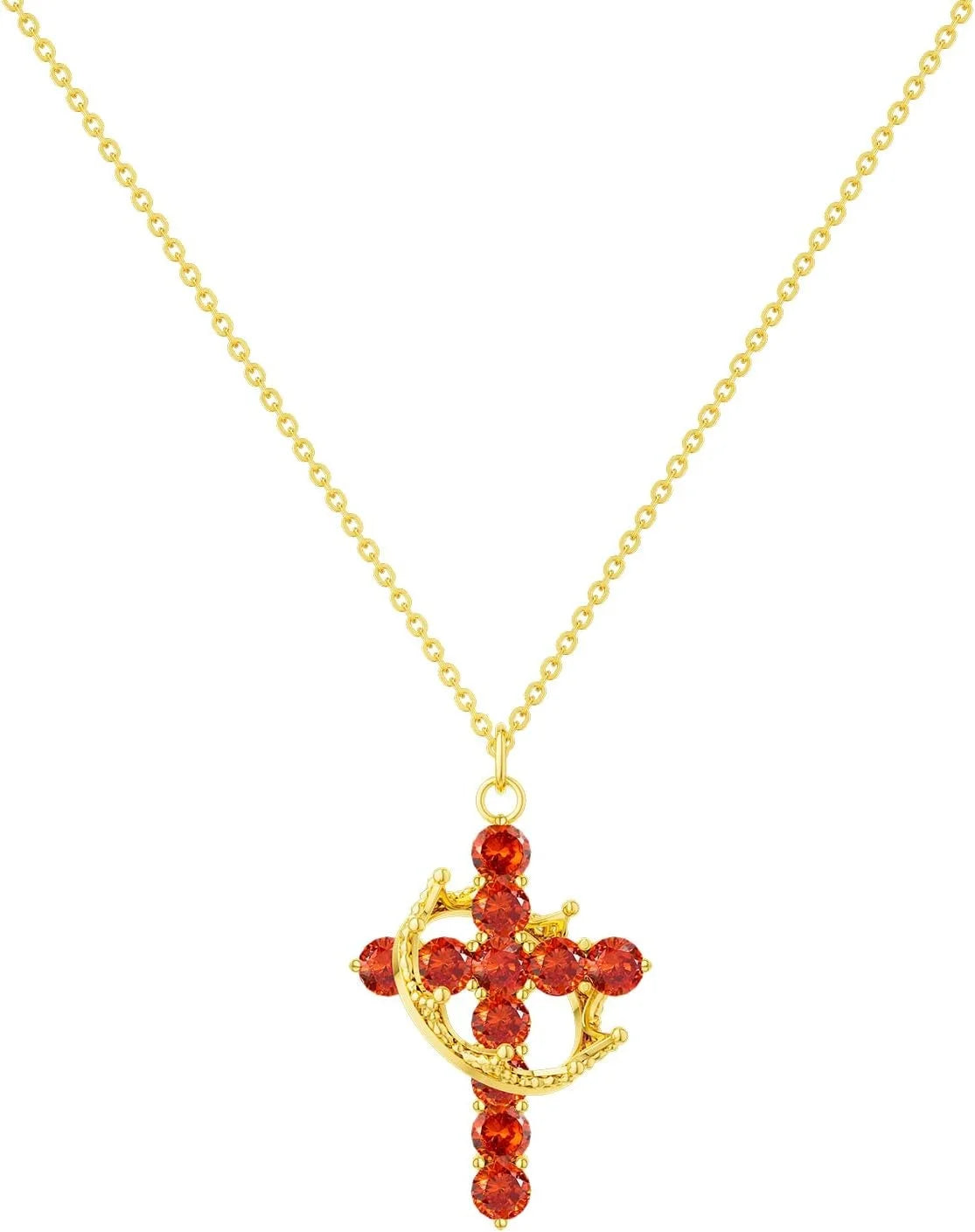 Tewiky Diamond Cross Necklace for women-Dainty 14k Gold Cubic Zirconia Pendant Necklaces Simple Gold Cross Pendant Necklace Cute