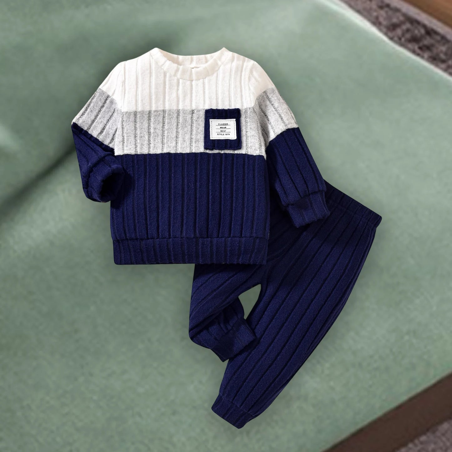 Kids Winter 2-Piece Outfit Set with Hooded Sweatshirt and Jogger Pants Warm Fleece Lined Pullover and Solid Color Bottoms