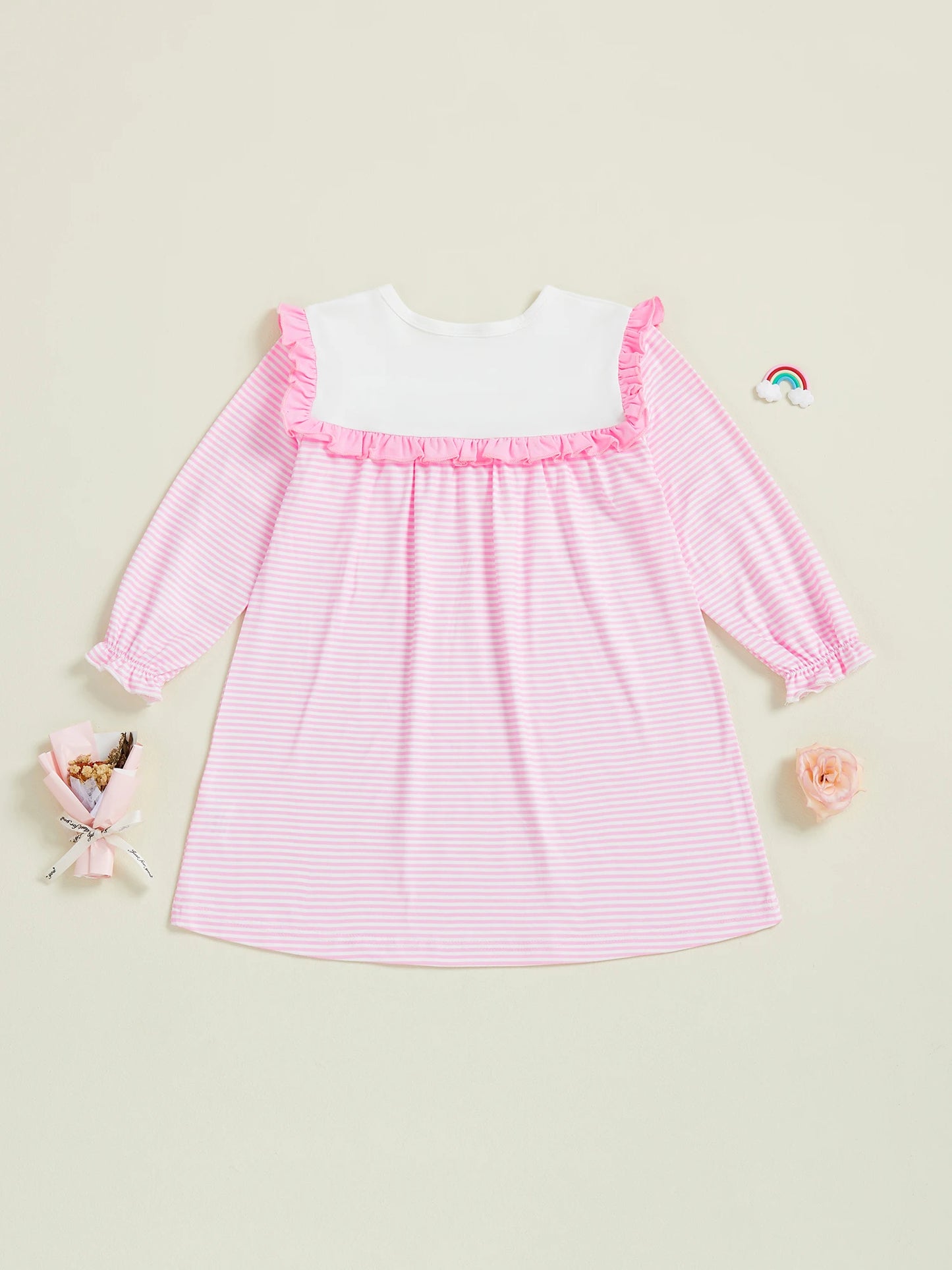 Toddler Girl Winter Knit Sweater Dress Long Sleeve A-Line Dress with Cute Bear Embroidery Casual Kids Clothes for Fall