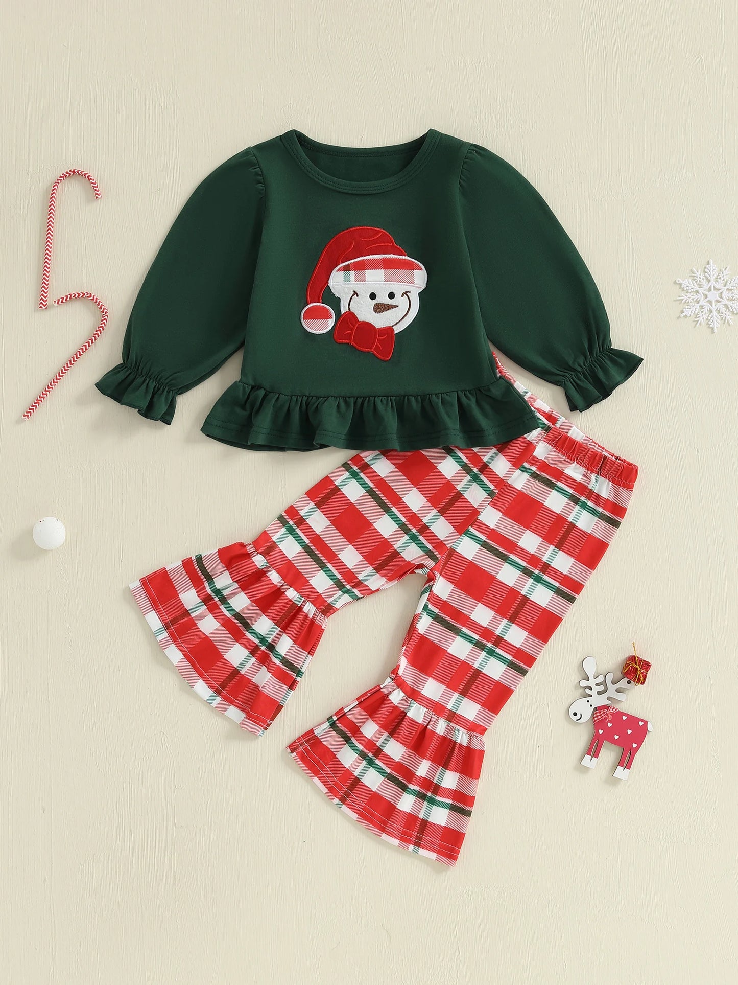 Toddler Girl 2Pcs Christmas Outfits Long Sleeve Reindeer Embroidery Hoodie Leggings Set Kids Winter Clothes for Girls