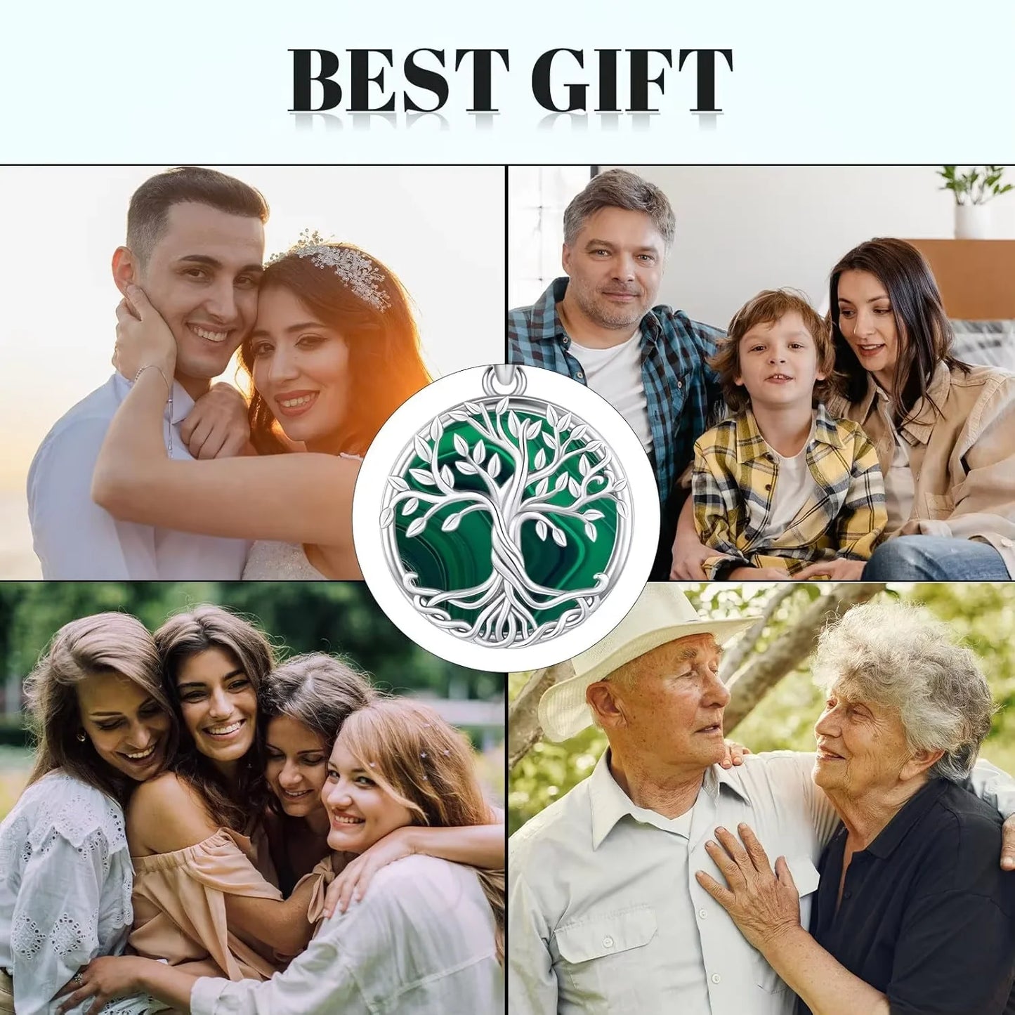 925 Sterling Silver Tree of Life Necklace Turquoise Celtic Knot Pendant Healing Crystal Jewelry for Men Women Birthday Gift