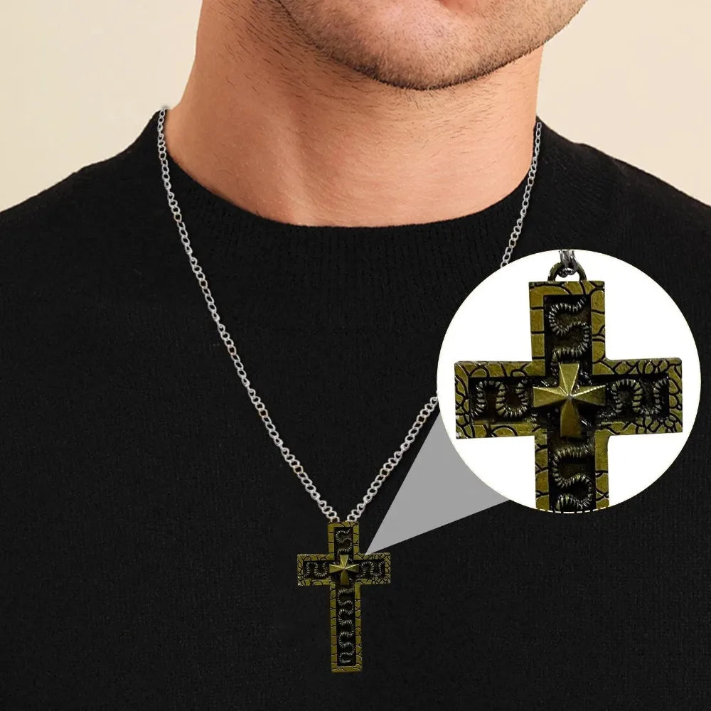 Cross Necklace with Secret Compartment, Gothic Punk Hip Hop Hidden Storage Pendant Jewelry for Men & Women
