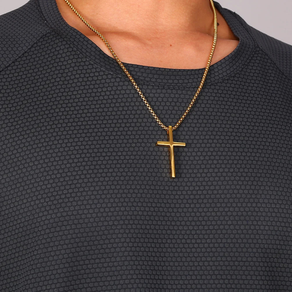 Simple Cross Stainless Steel Men's Necklace Pendant Titanium Steel Necklace Accessories