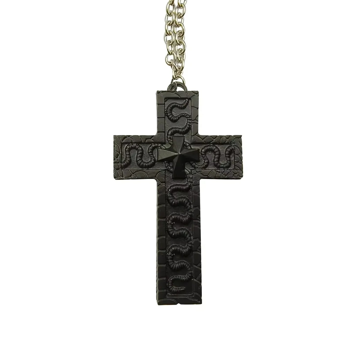 Cross Necklace with Secret Compartment, Gothic Punk Hip Hop Hidden Storage Pendant Jewelry for Men & Women