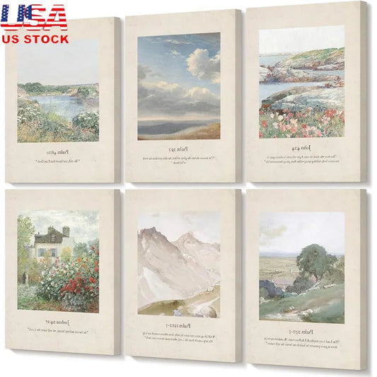 Christian Scripture Wall Art Bible Verse Canvas Set Religious Decor Inspirational Quotes Home Decoration Gift Idea 6 Pieces