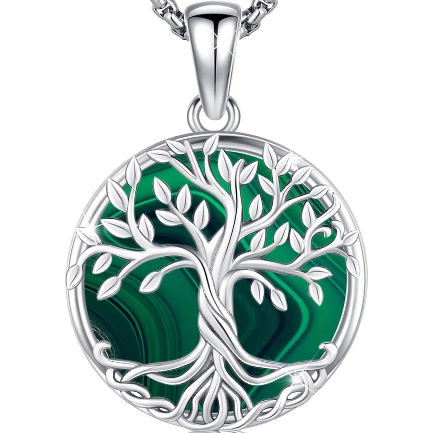 925 Sterling Silver Tree of Life Necklace Turquoise Celtic Knot Pendant Healing Crystal Jewelry for Men Women Birthday Gift