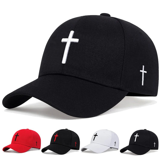 1piece Unisex Cross Embroidery Baseball Hat Outdoor Adjustable Sunscreen Leisure Hat Spring Autumn Travel Tourism Beach Vacation